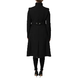 Black Wool Single Breasted Trench Coat Jacket