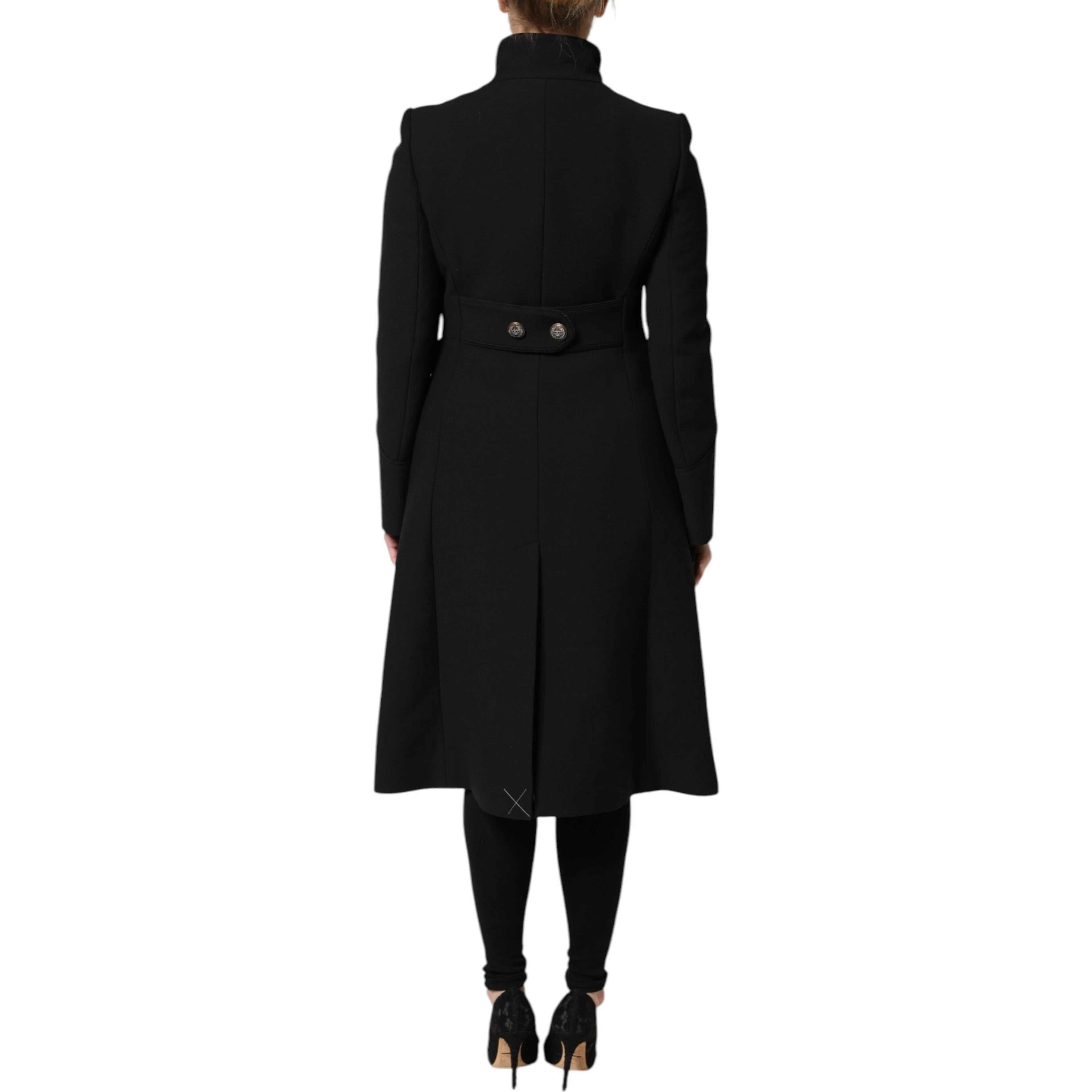 Black Wool Single Breasted Trench Coat Jacket