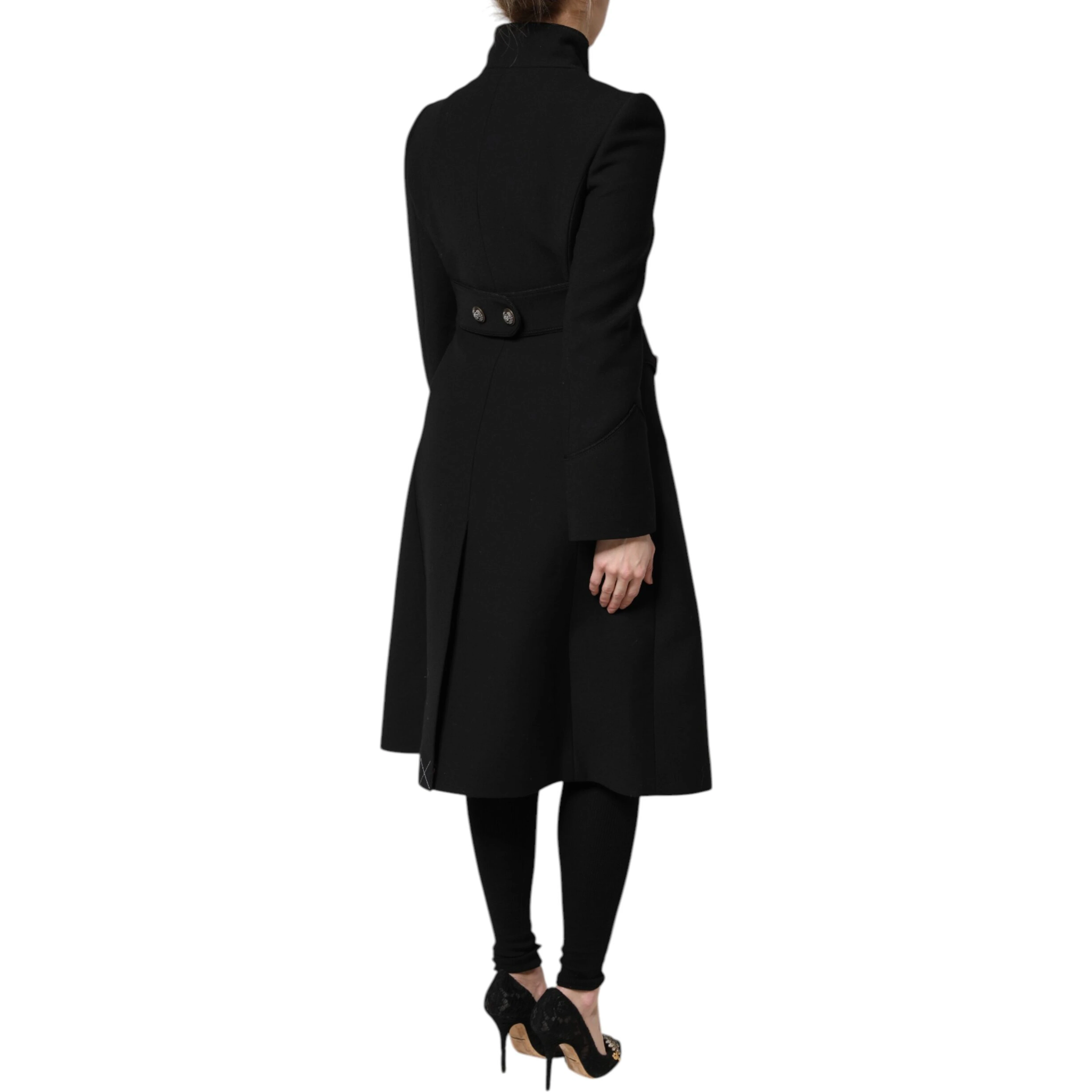 Black Wool Single Breasted Trench Coat Jacket