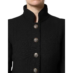 Black Wool Single Breasted Trench Coat Jacket