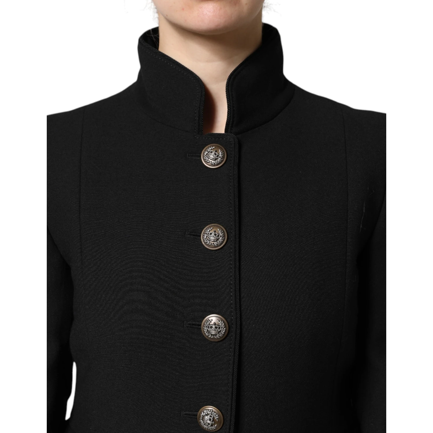 Black Wool Single Breasted Trench Coat Jacket