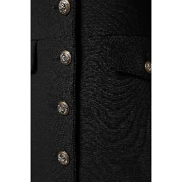Black Wool Single Breasted Trench Coat Jacket
