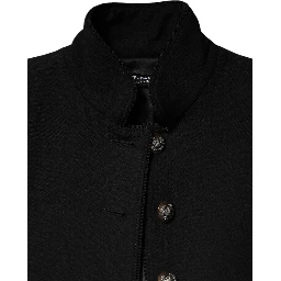 Black Wool Single Breasted Trench Coat Jacket