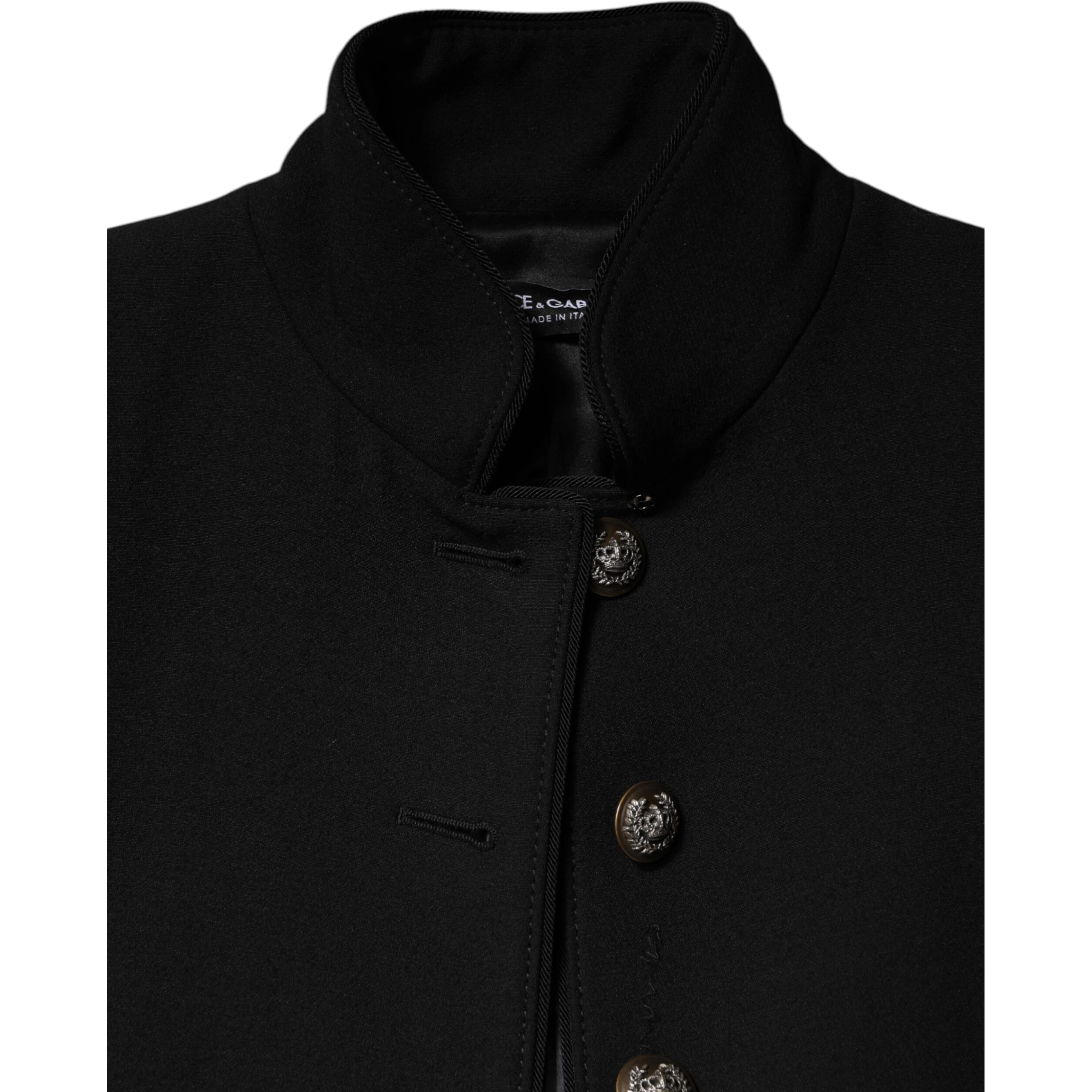 Black Wool Single Breasted Trench Coat Jacket