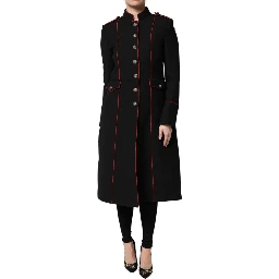 Black Wool Single Breasted Trench Coat Jacket