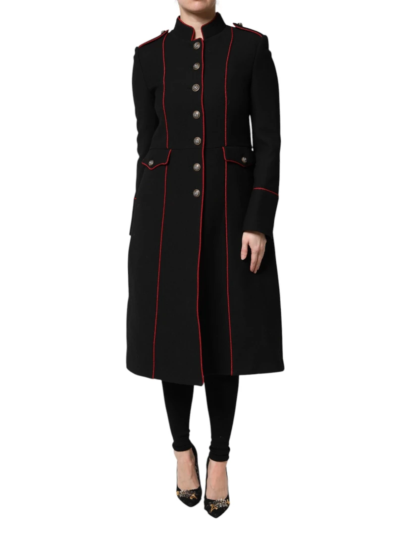 Black Wool Single Breasted Trench Coat Jacket