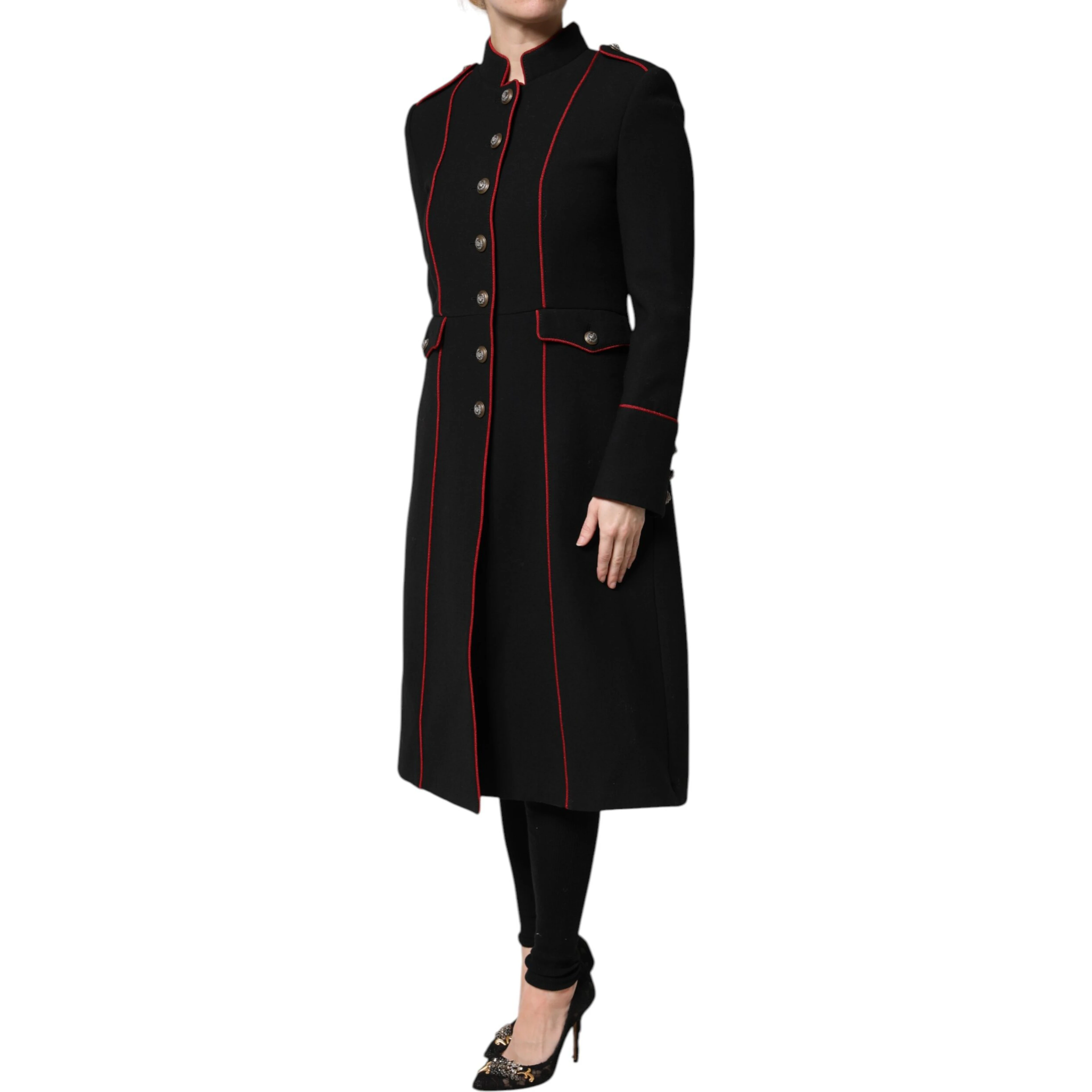 Black Wool Single Breasted Trench Coat Jacket