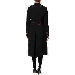 Black Wool Single Breasted Trench Coat Jacket