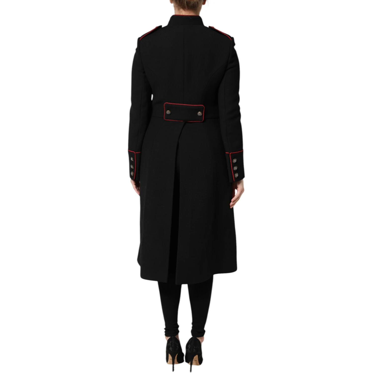 Black Wool Single Breasted Trench Coat Jacket