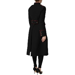Black Wool Single Breasted Trench Coat Jacket