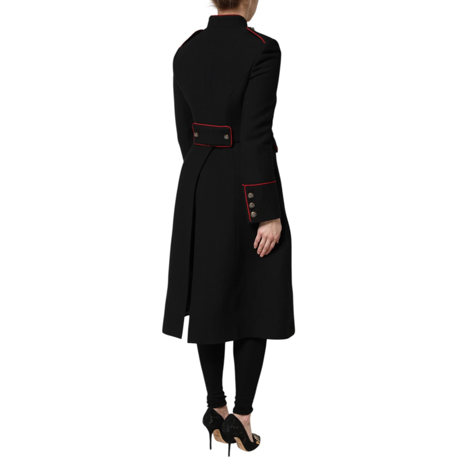 Black Wool Single Breasted Trench Coat Jacket