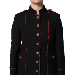 Black Wool Single Breasted Trench Coat Jacket