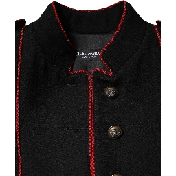 Black Wool Single Breasted Trench Coat Jacket