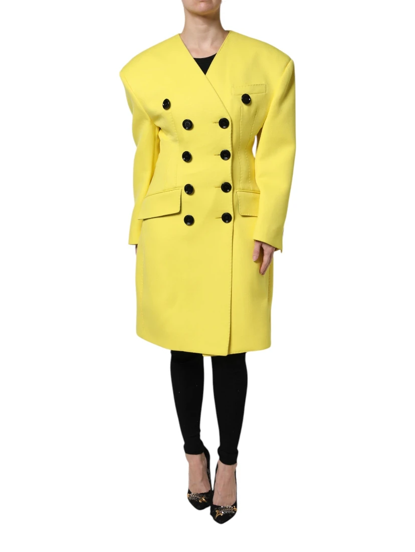Yellow Double Breasted Trench Coat Jacket