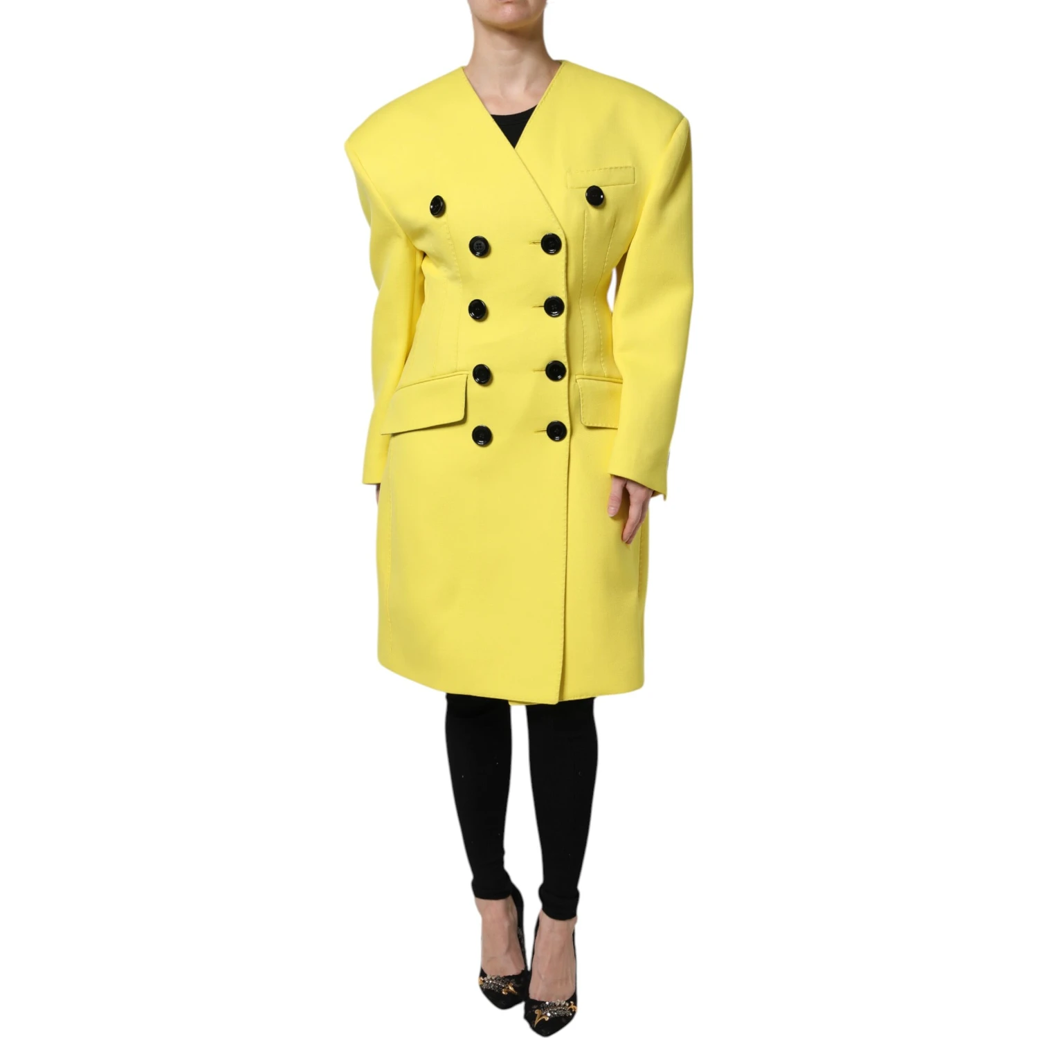 Yellow Double Breasted Trench Coat Jacket