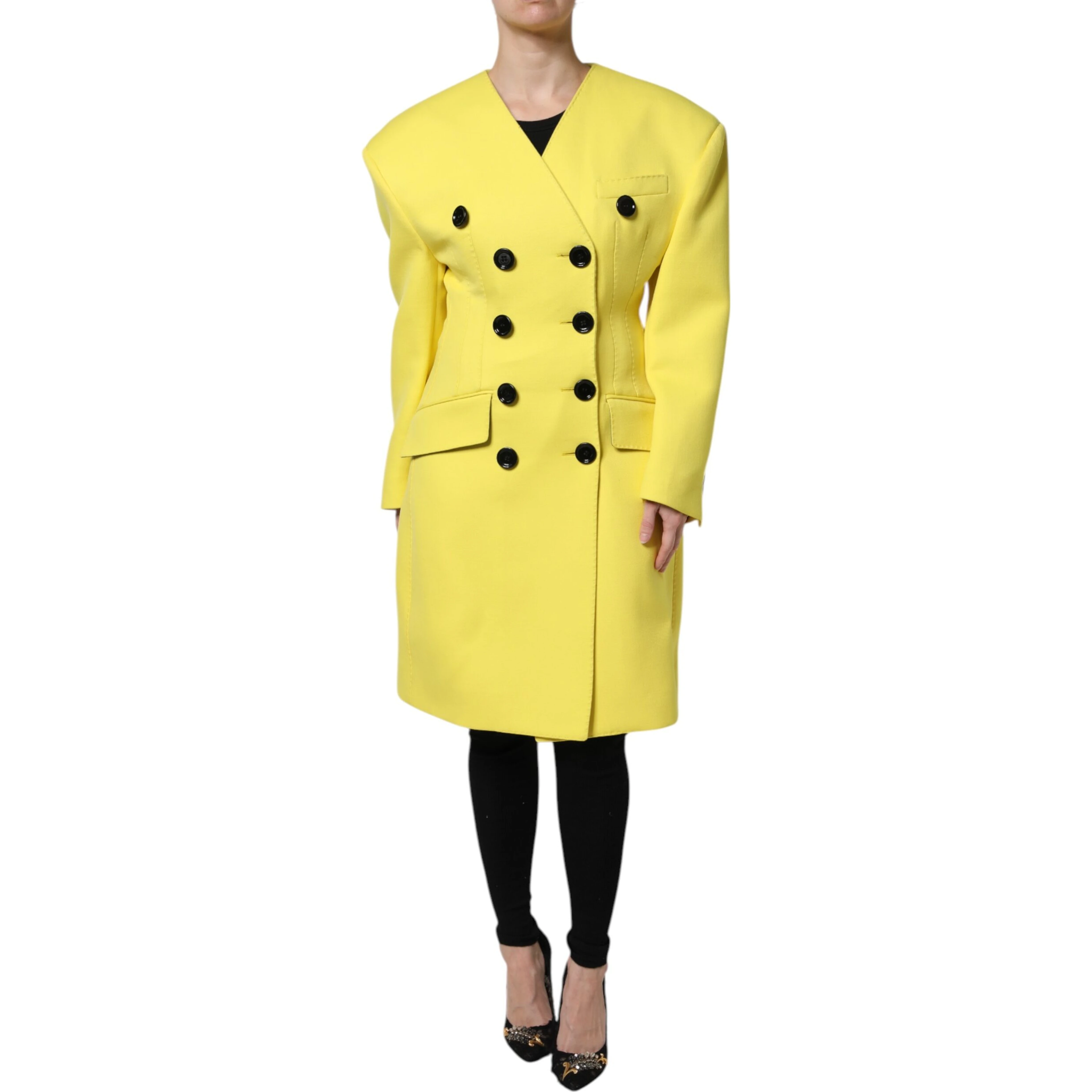 Yellow Double Breasted Trench Coat Jacket