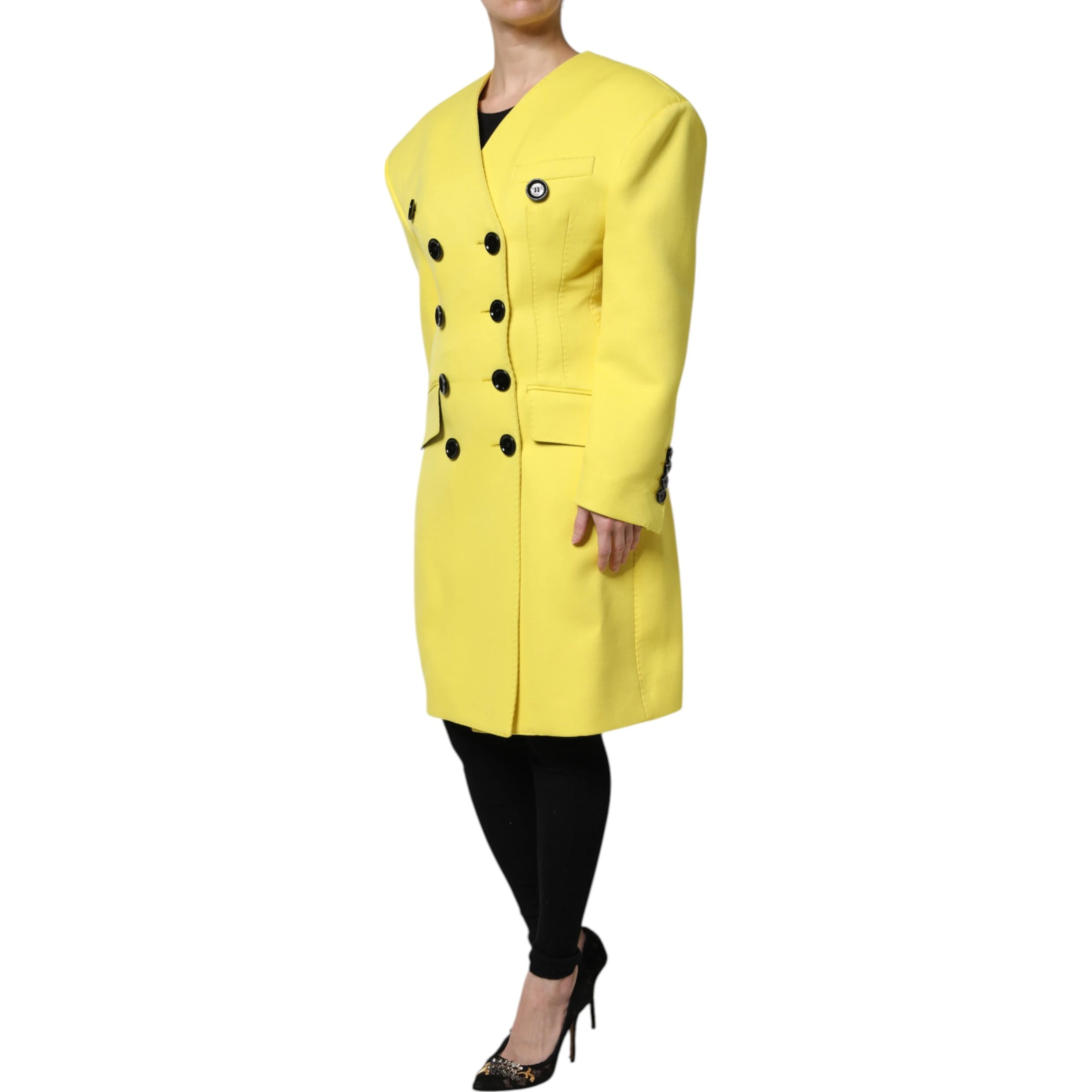 Yellow Double Breasted Trench Coat Jacket