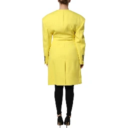 Yellow Double Breasted Trench Coat Jacket