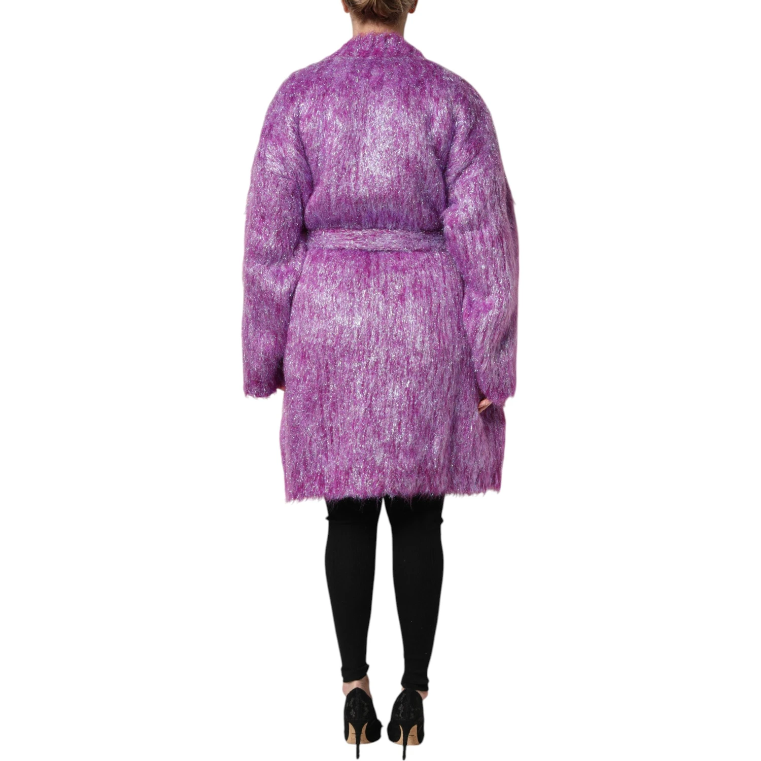 Purple Button Embellished Trench Coat Jacket
