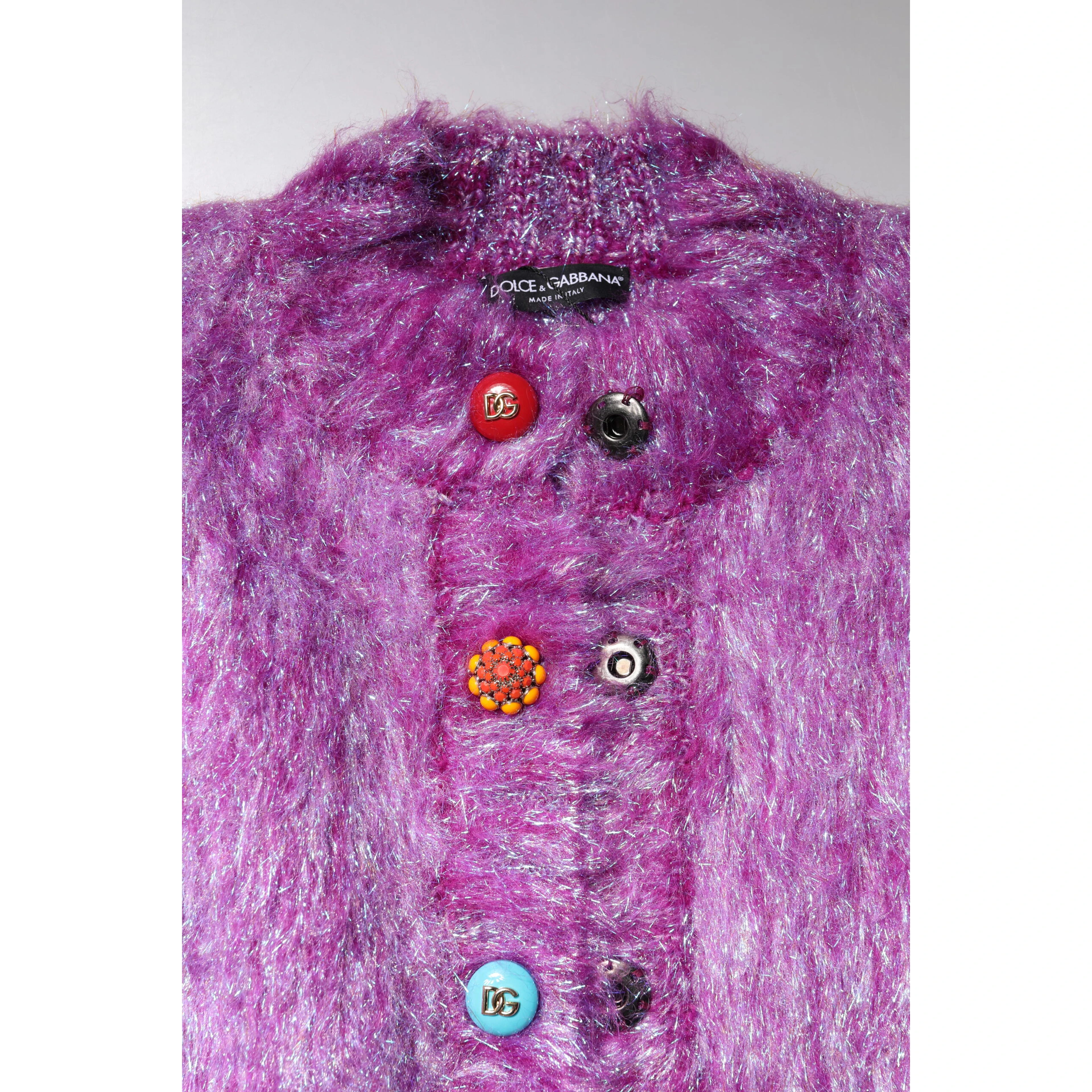 Purple Button Embellished Trench Coat Jacket