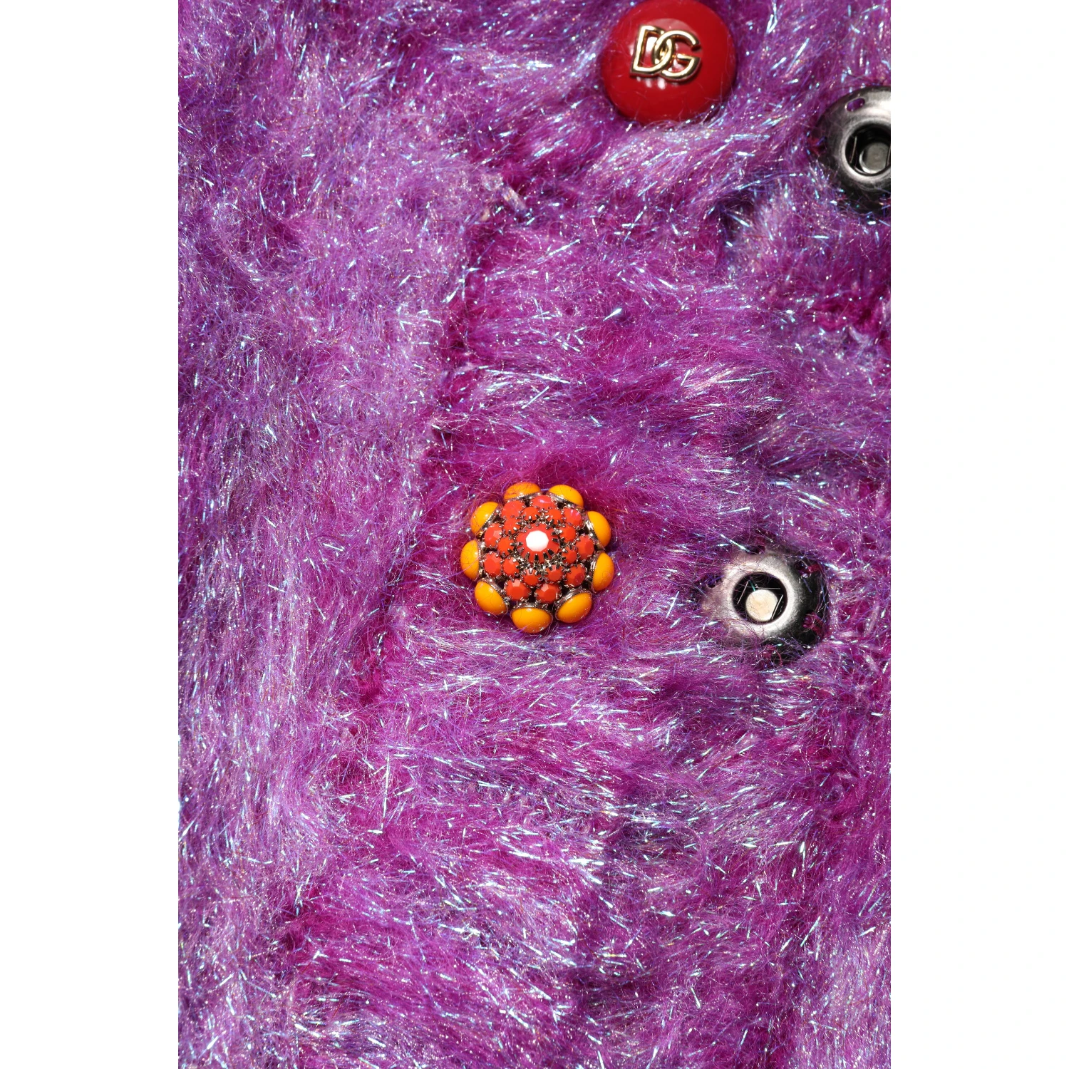 Purple Button Embellished Trench Coat Jacket