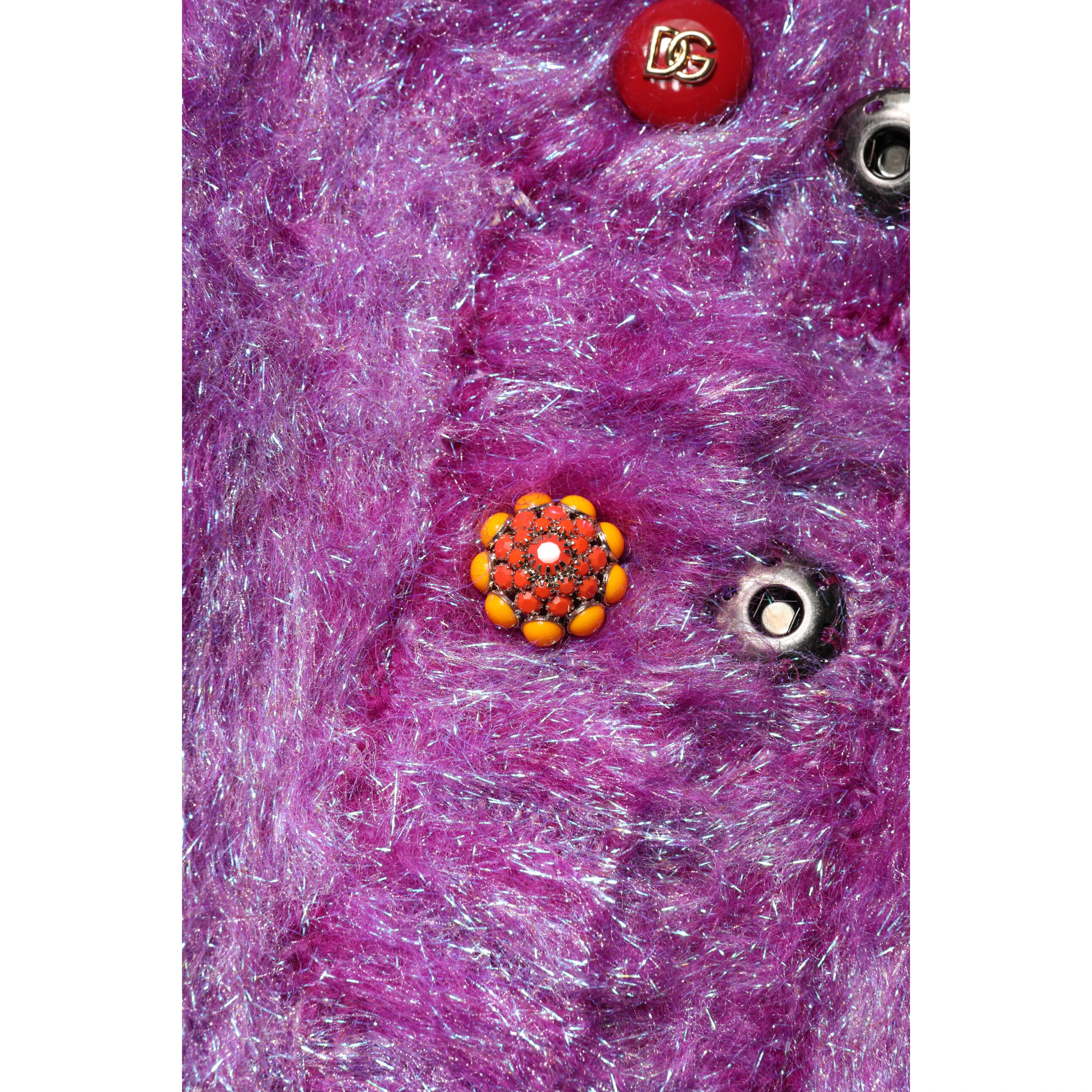 Purple Button Embellished Trench Coat Jacket