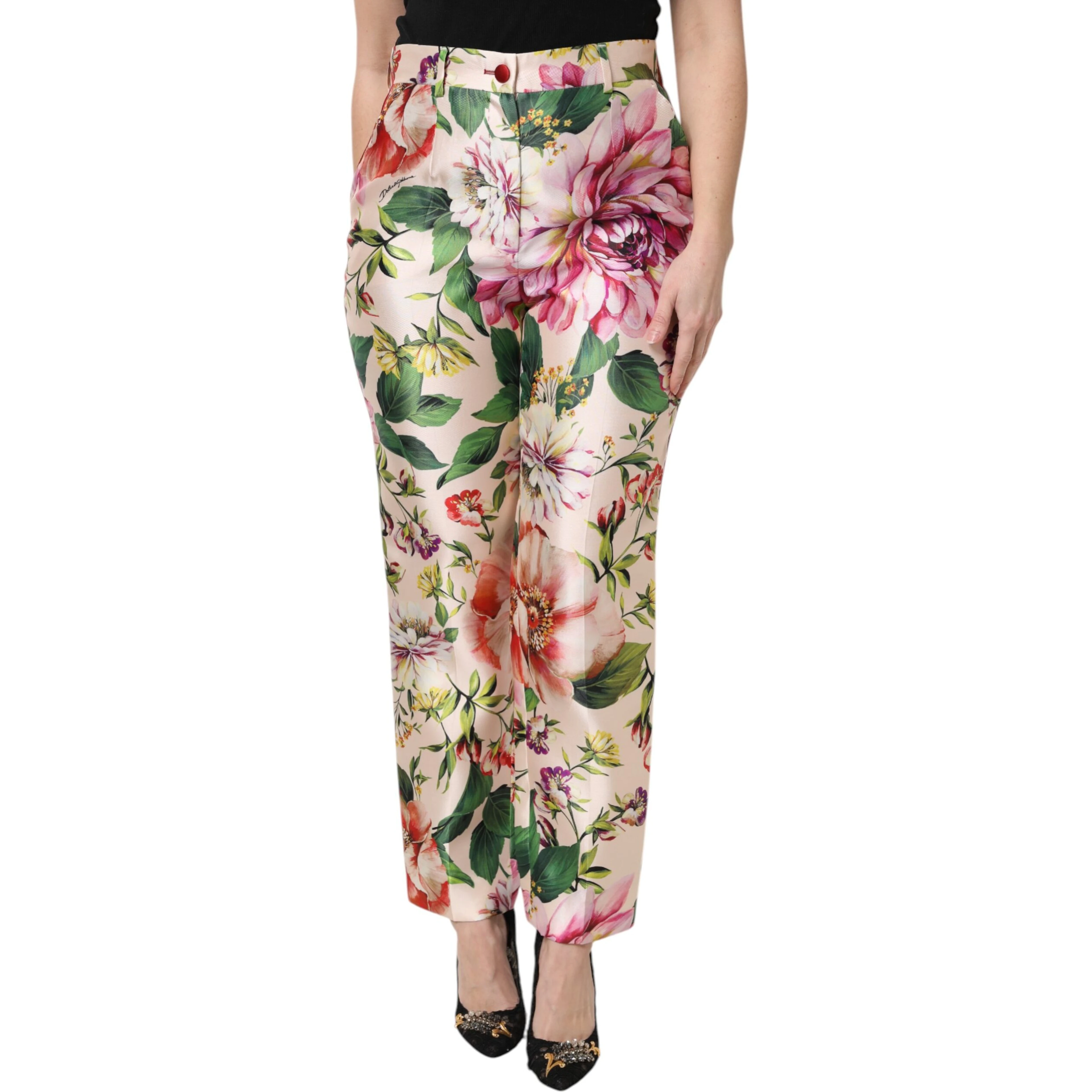 Multicolor Floral High Waist Straight Pants