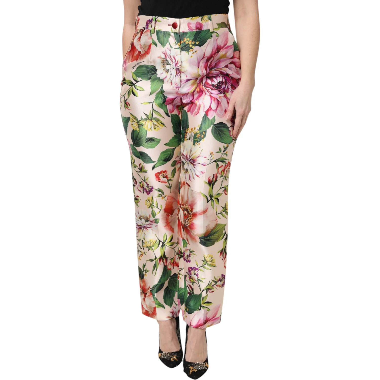 Multicolor Floral High Waist Straight Pants