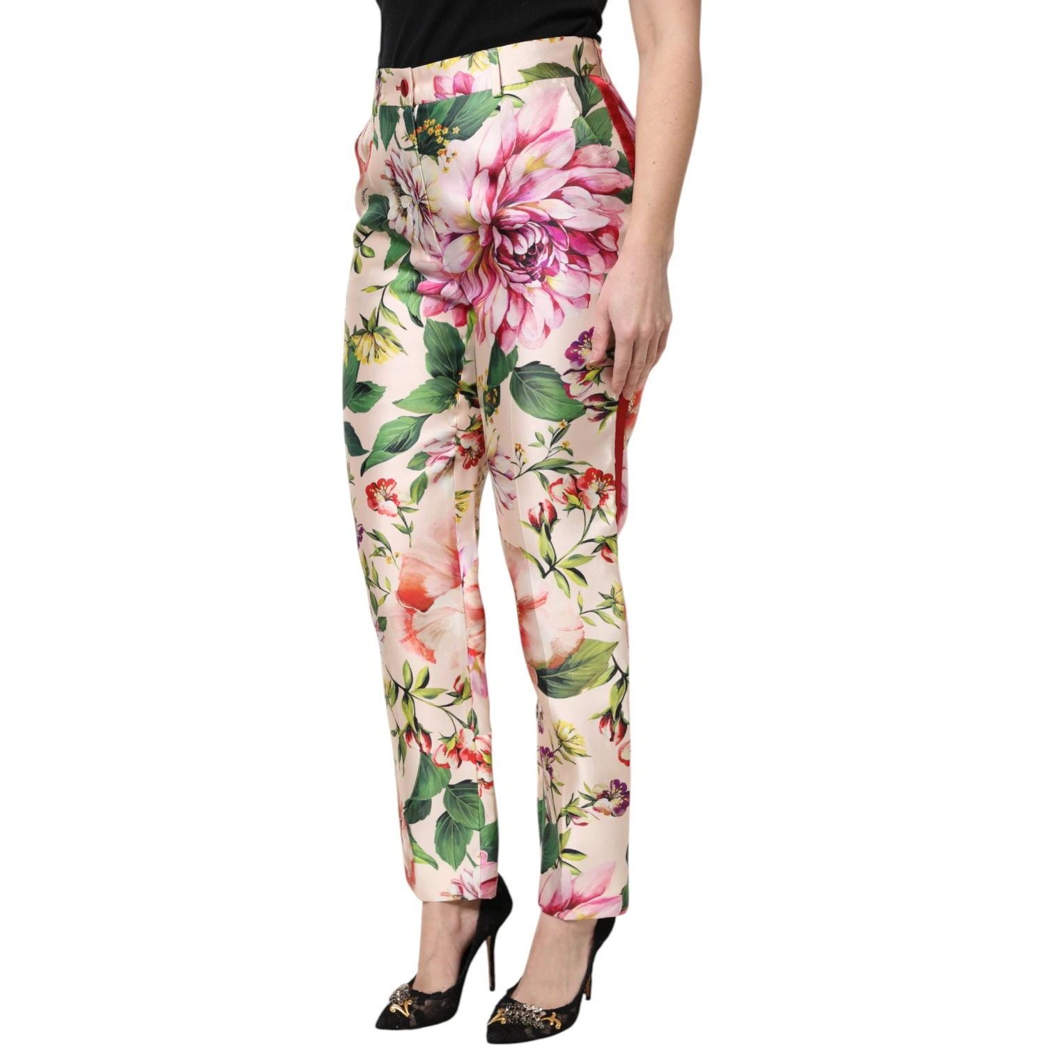 Multicolor Floral High Waist Straight Pants