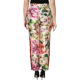 Multicolor Floral High Waist Straight Pants