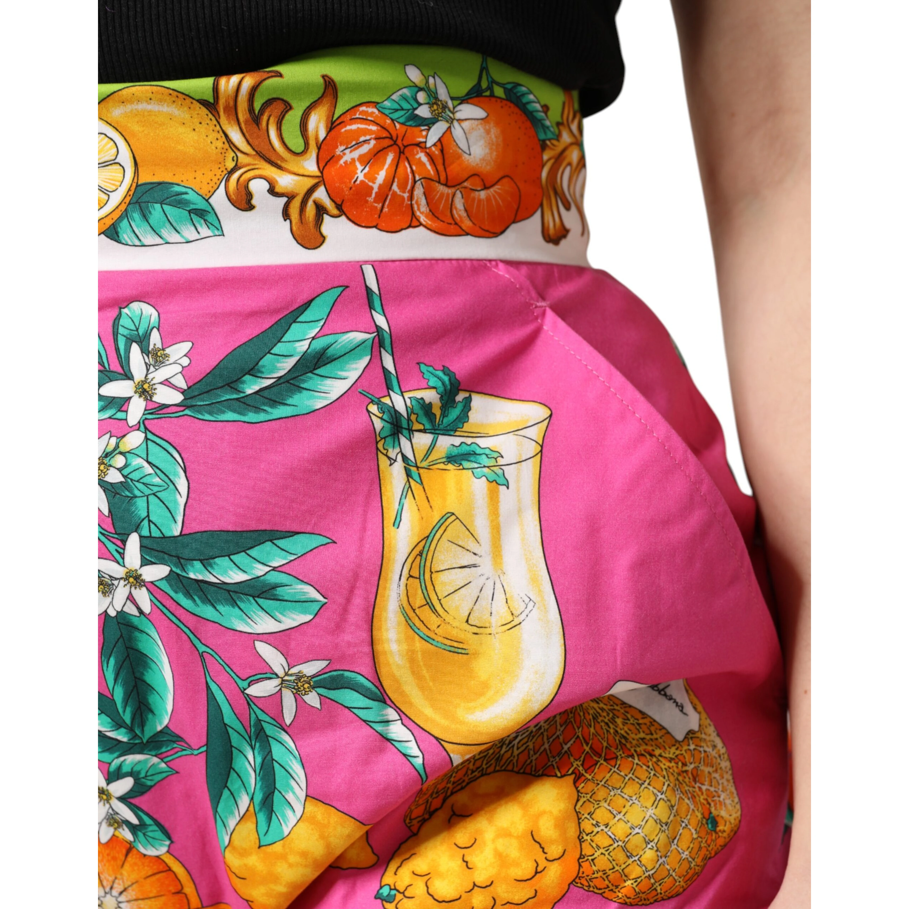 Pink Printed High Waist Hot Pants Shorts