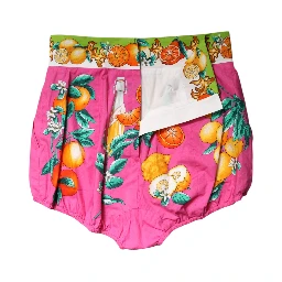 Pink Printed High Waist Hot Pants Shorts