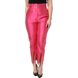 Pink Silk High Waist Tapered Pants