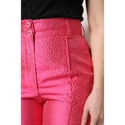Pink Silk High Waist Tapered Pants
