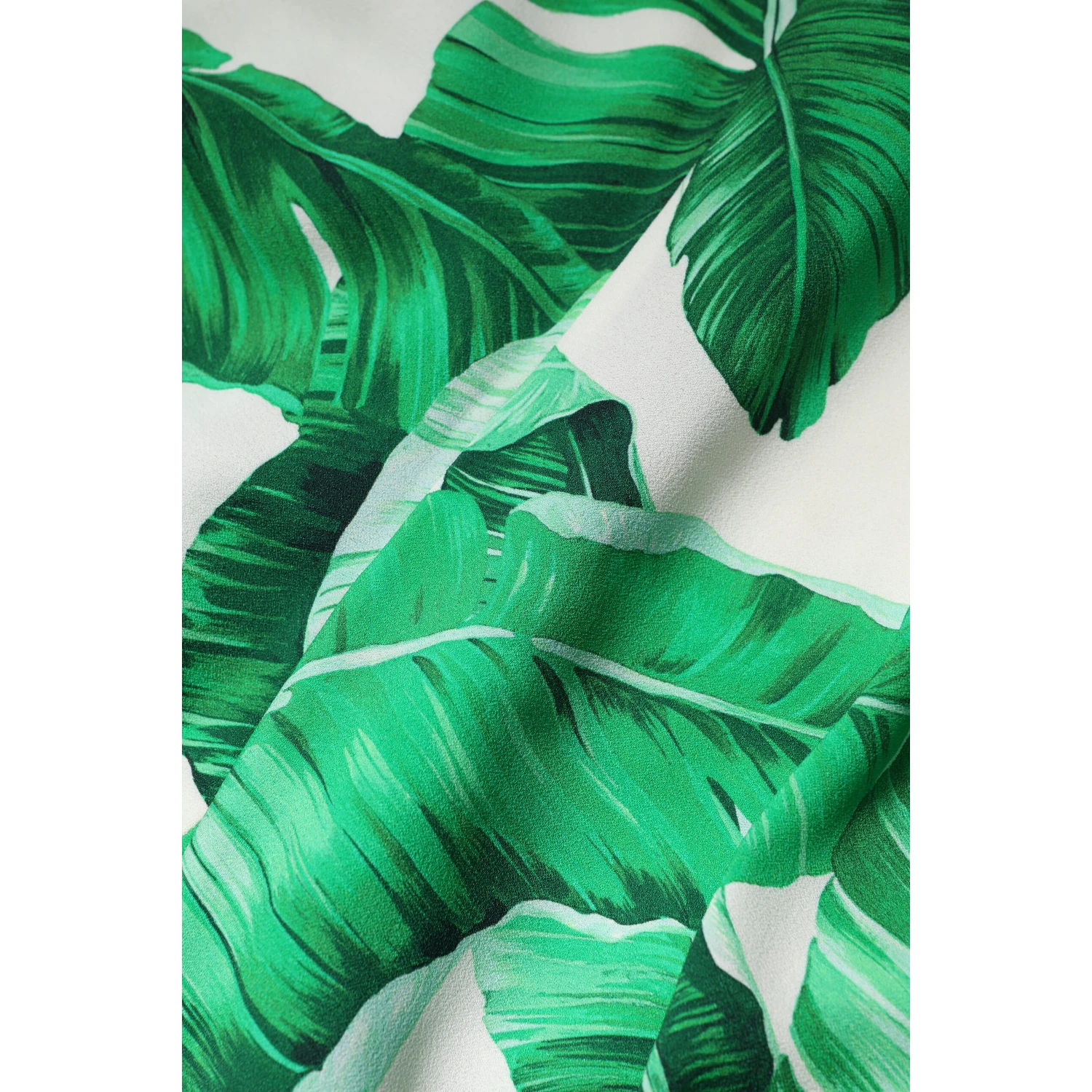White Green Leaf High Waist Pants