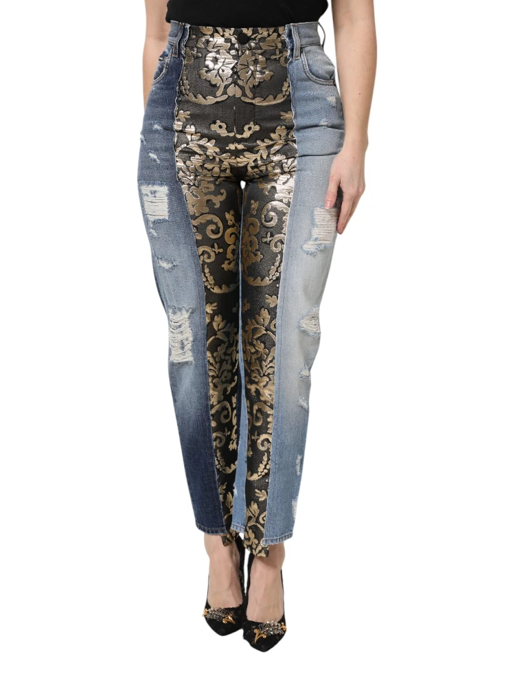 Multicolor Patchwork High Waist Denim Jeans