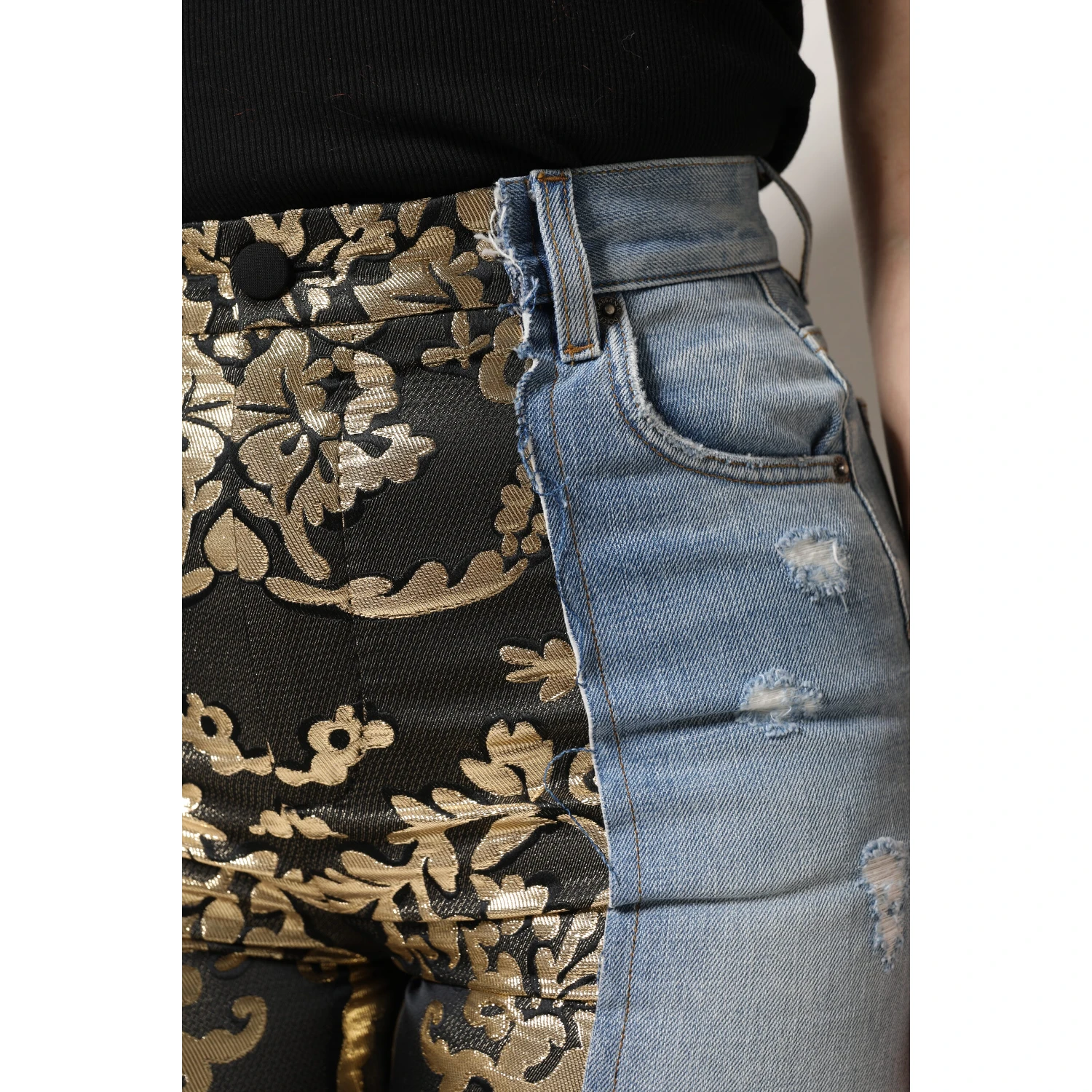 Multicolor Patchwork High Waist Denim Jeans