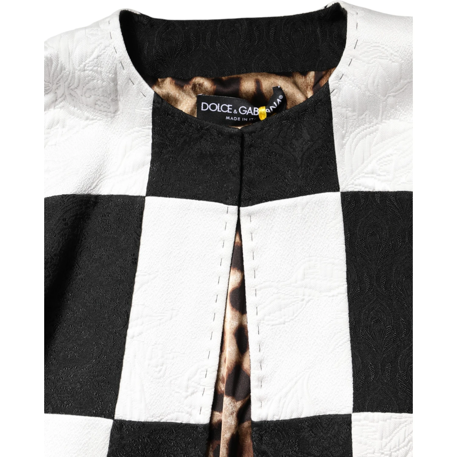 White Black Patchwork Jacquard Blazer Jacket