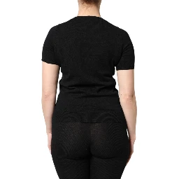 Black Cotton Round Neck Short Sleeve T-shirt