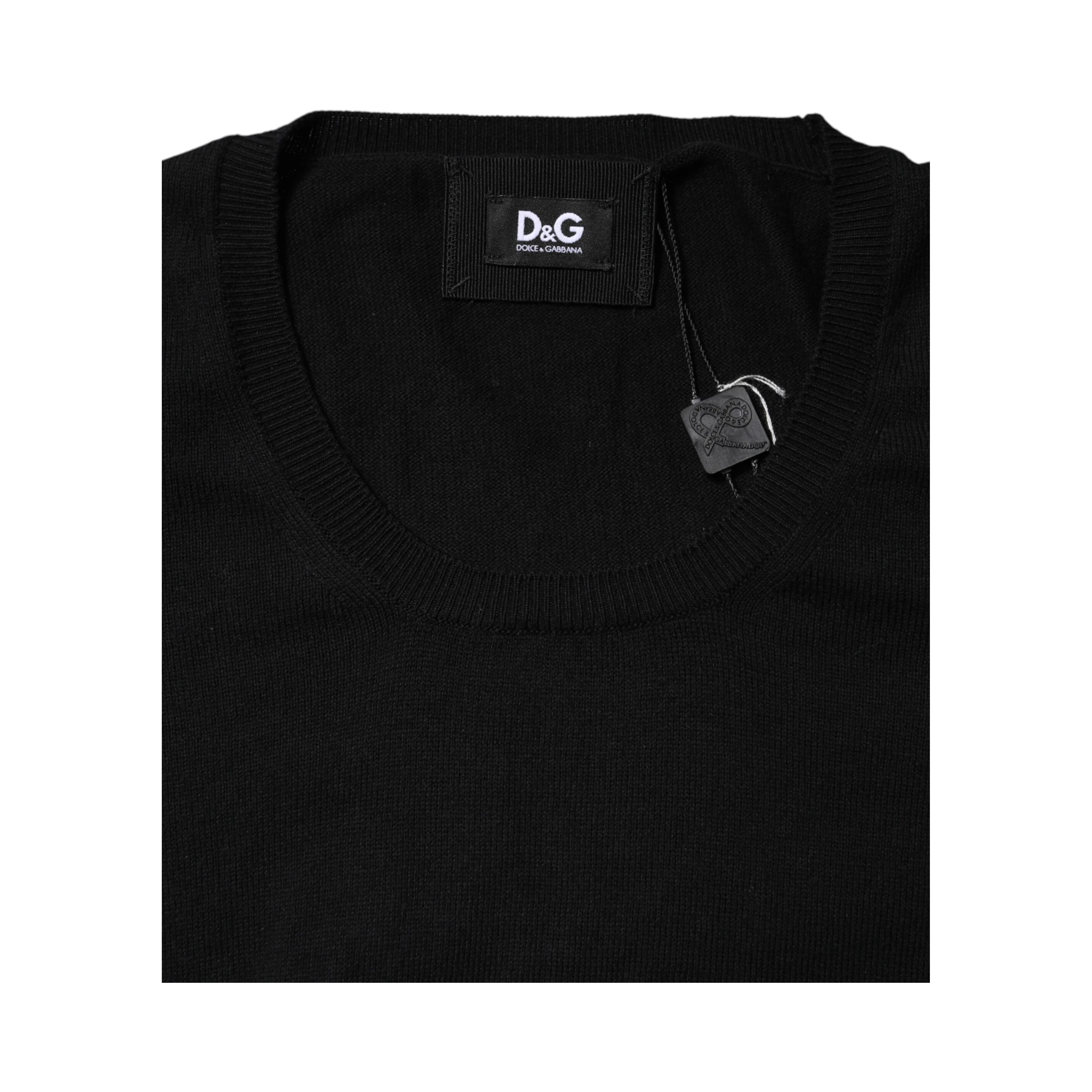 Black Cotton Round Neck Short Sleeve T-shirt