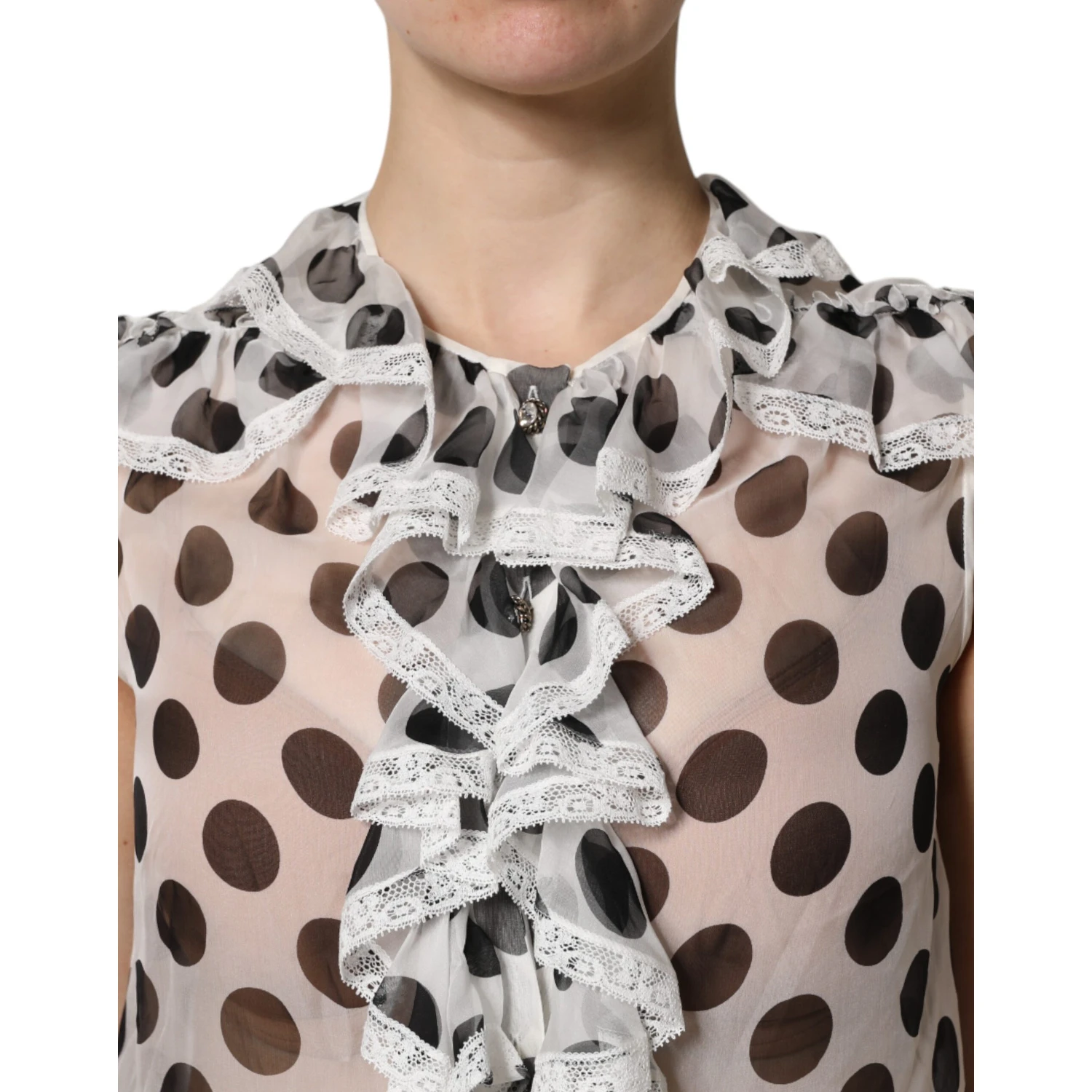 White Black Polka Dot Cotton Sleeveless Top