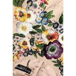 Beige Floral Embroidery Sleeveless Tank Top