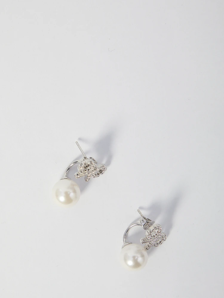 Crystal bow pearl earrings alternative