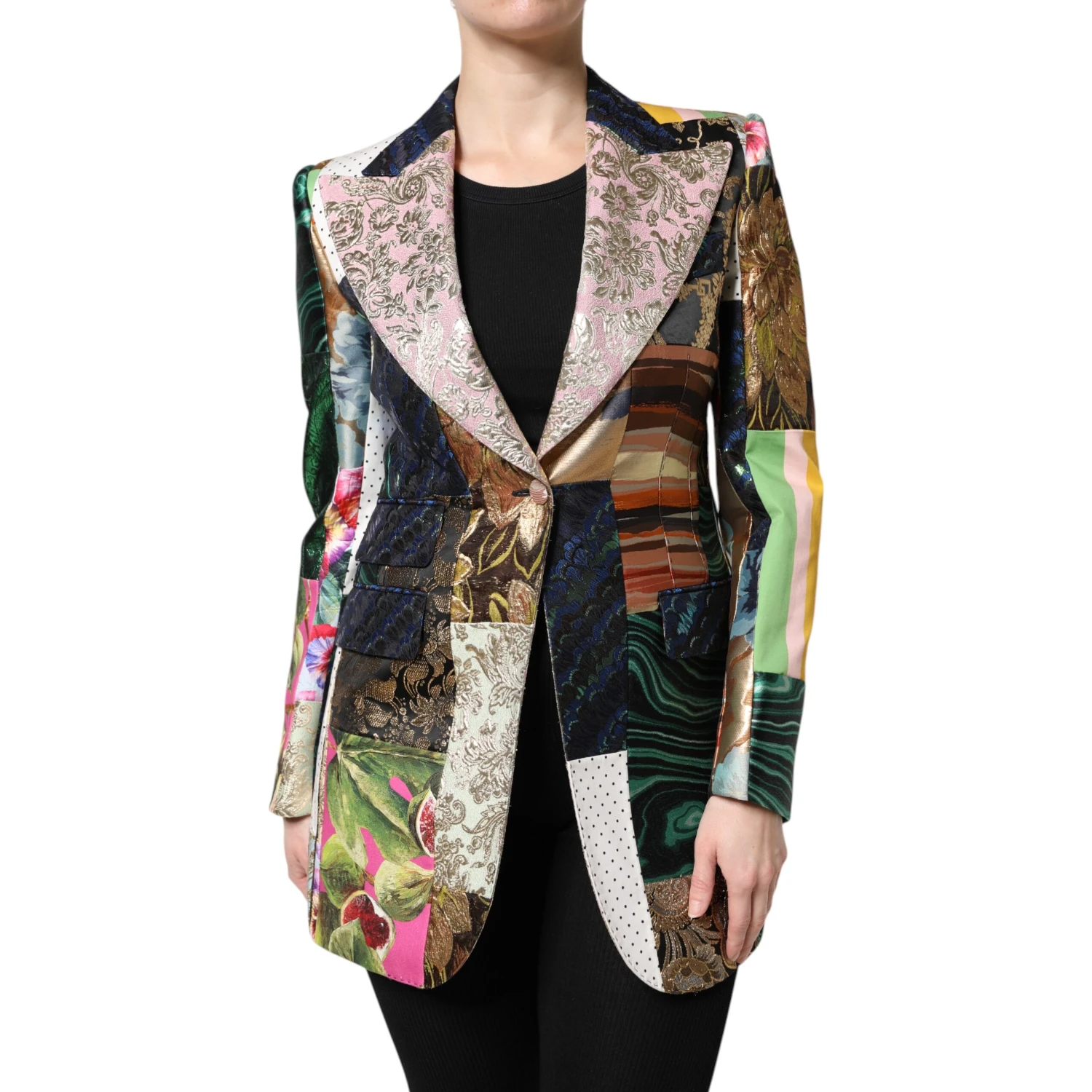 Multicolor Floral Patchwork Jacquard Jacket