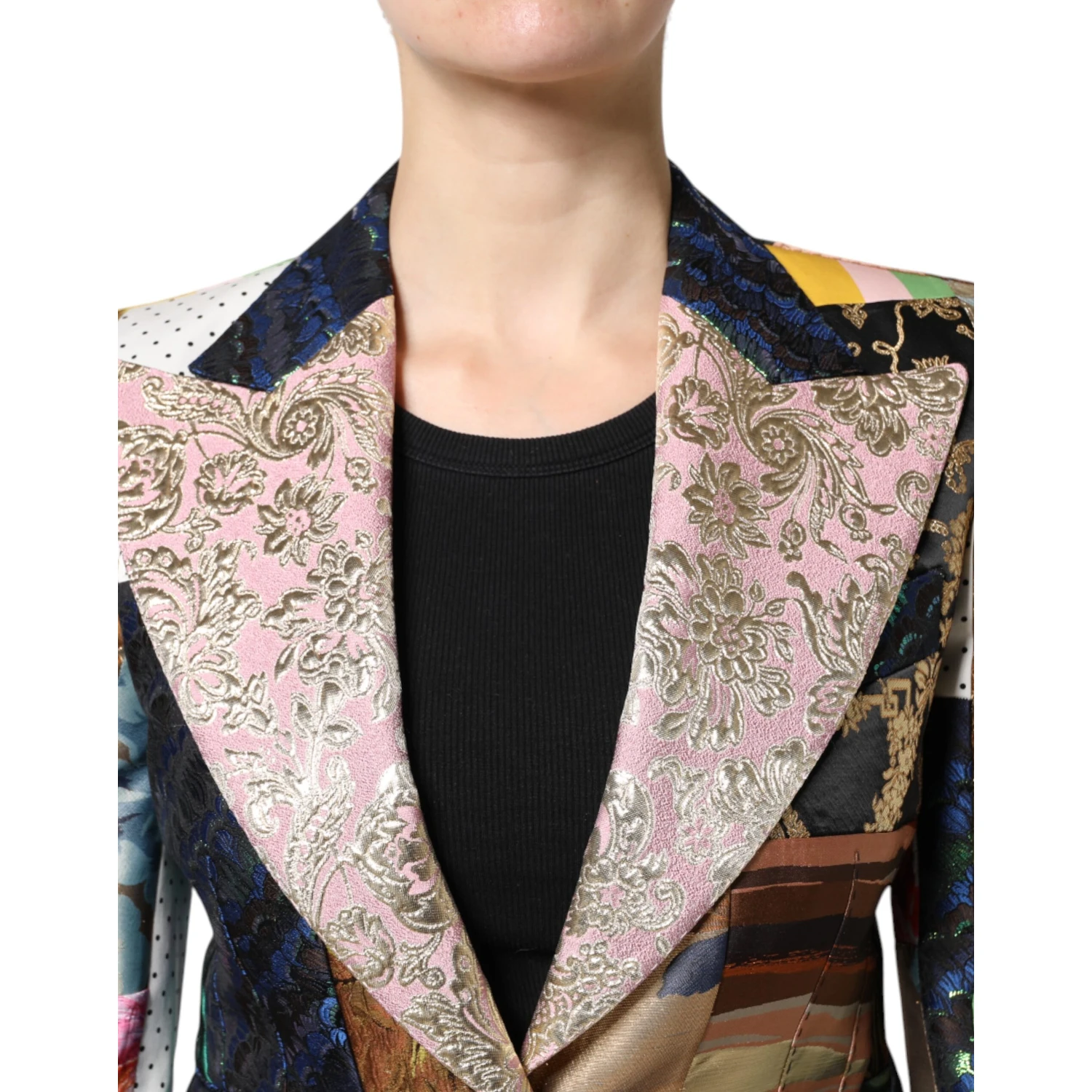 Multicolor Floral Patchwork Jacquard Jacket