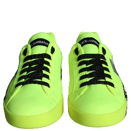Neon Green Logo Tape Low Top Sneakers Shoes