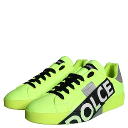 Neon Green Logo Tape Low Top Sneakers Shoes