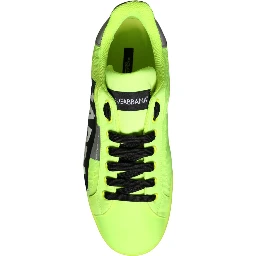 Neon Green Logo Tape Low Top Sneakers Shoes