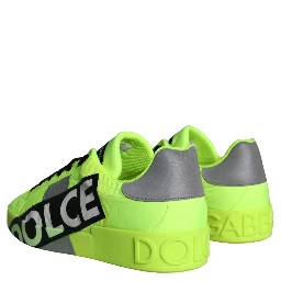 Neon Green Logo Tape Low Top Sneakers Shoes