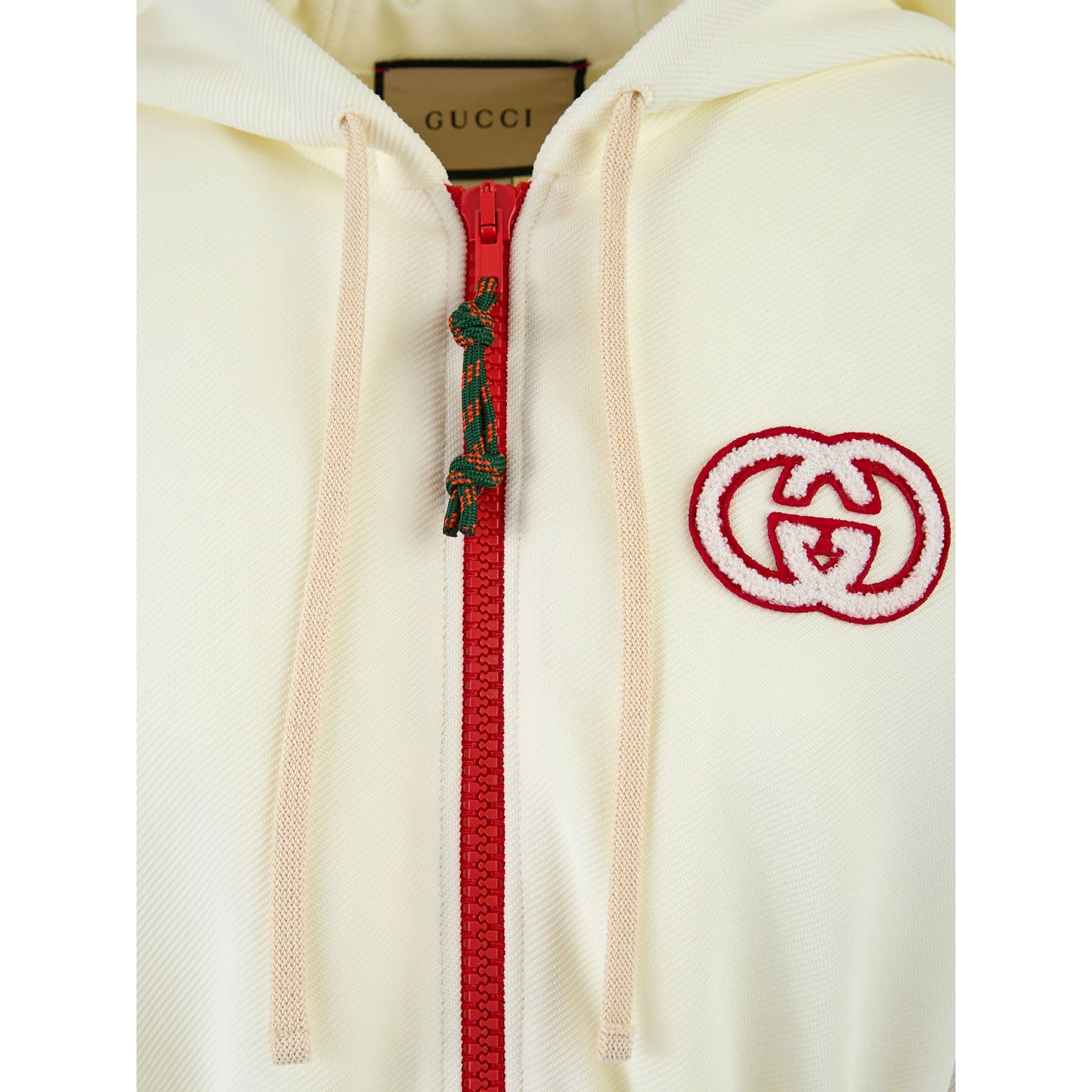 Cream Polyester Hooded Logo Sweatsuit